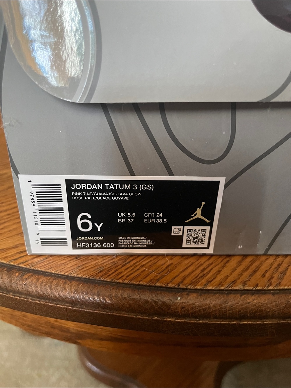 Jordan Tatum 3 (GS) Pink Tint / Guava Ice Glow Box